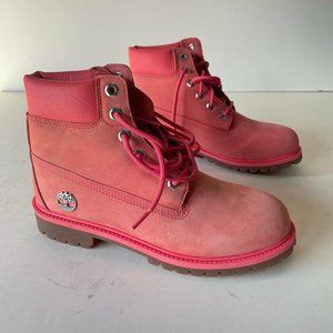 Timberland Juniors 6 '' Inch Waterproof Boots  Pink Nubuck A1OPB Size 7